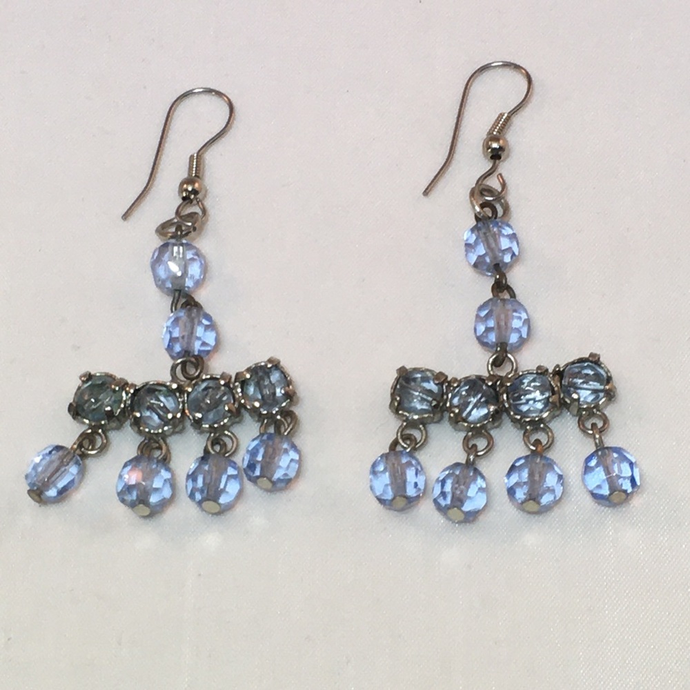 Upcycled Vintage Blue Dangle Earrings